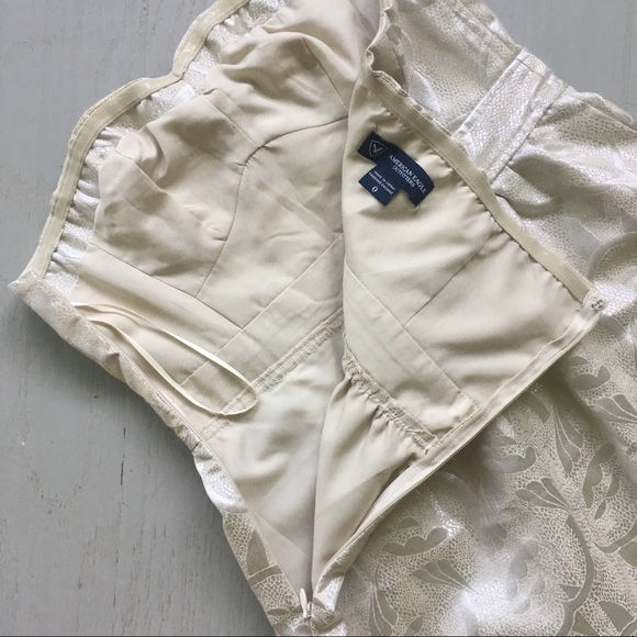 American Eagle Metallic Cream Strapless Dress - Picture 4 of 6